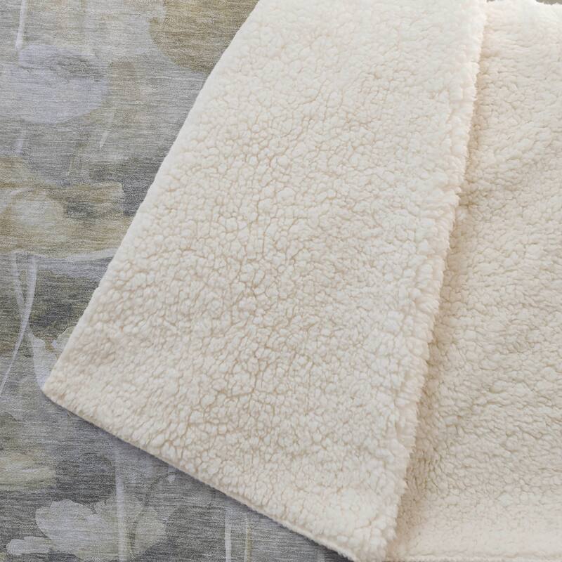 Premium Machine Washable Modern Floral Sherpa Throw Blanket