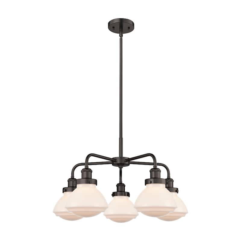 Innovations Lighting Olean - 5 Light 25" Stem Hung Chandelier - Oil Rubbed Bronze/Matte White