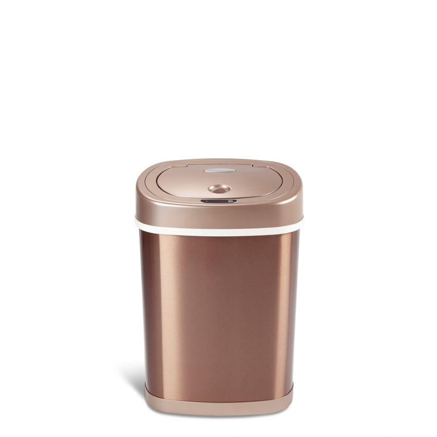 NINESTARS 3.9 Gal. Stainless Steel Motion Sensor Trash Can Rose Gold DZT-15-9GD