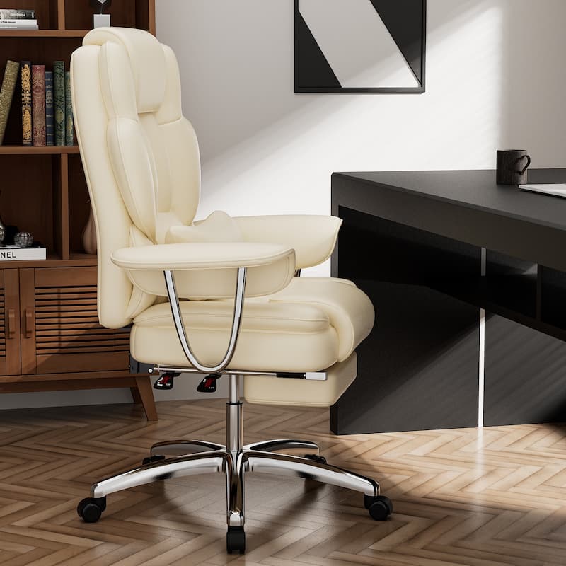 Ergonomic Reclining High Back PU Office Chair with Footrest