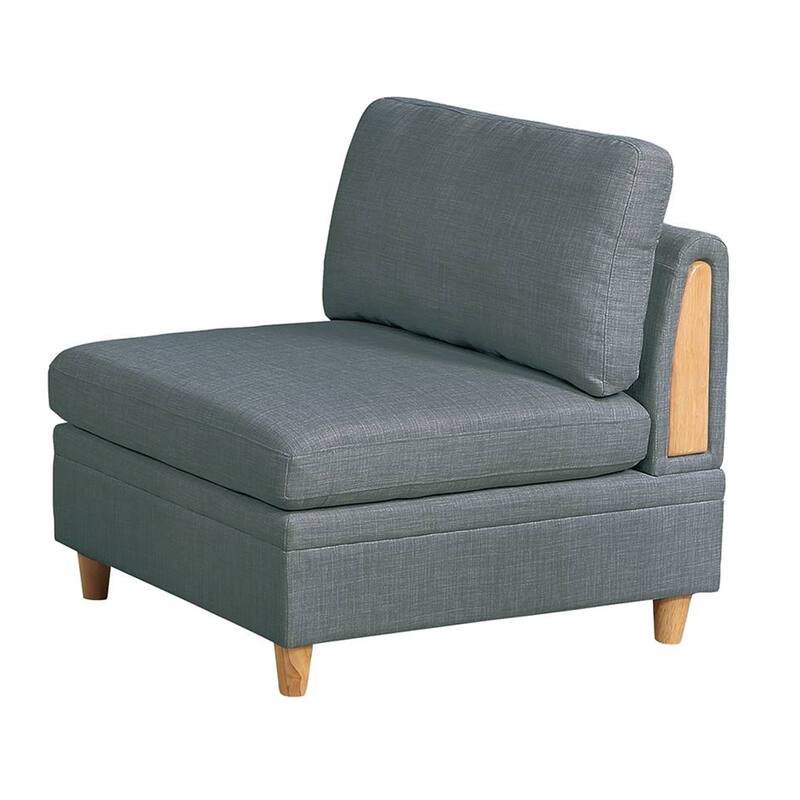 Dorris Fabric Upholstered Modular Armless Chair with Solid Wood Decoration - Steel