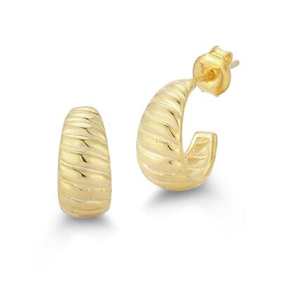 Soleil Sterling Silver Criossant Huggie C-Hoop Earrings