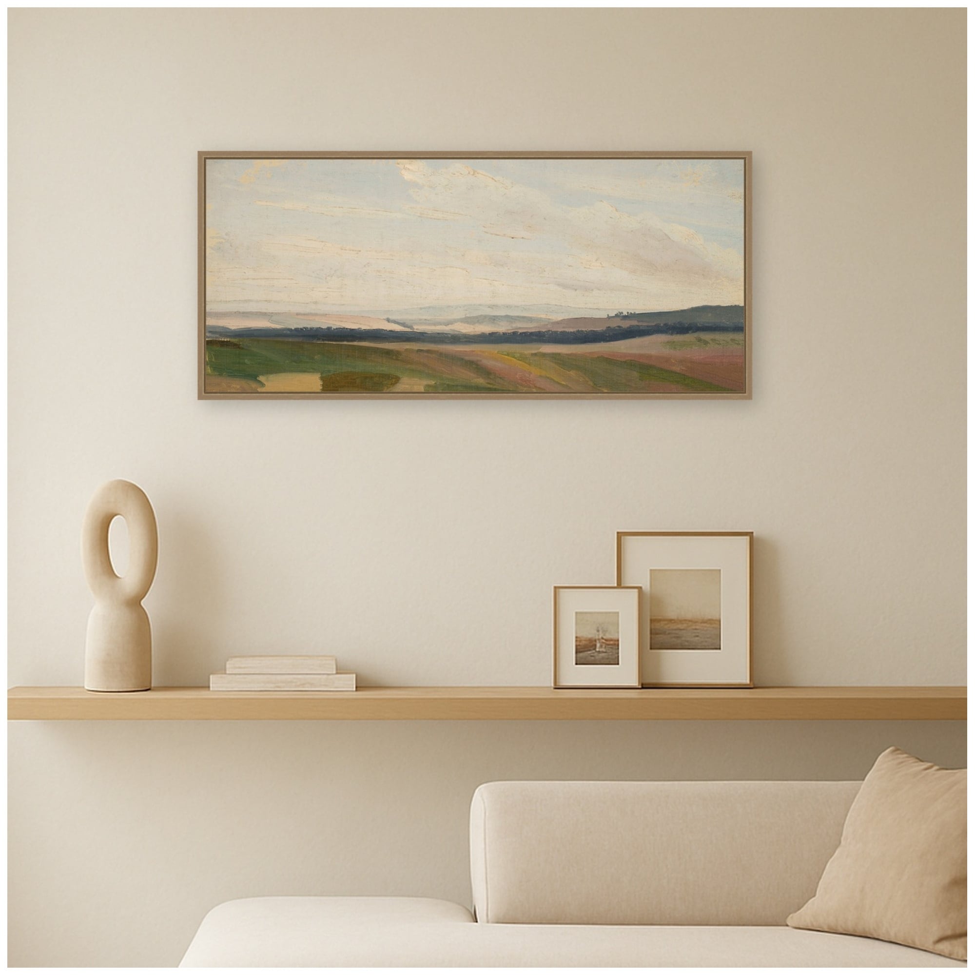 Kate and Laurel Lowland Landscape Sketch Chrystian Breslauer by Nostalgia Prints Framed Canvas Wall Art Print