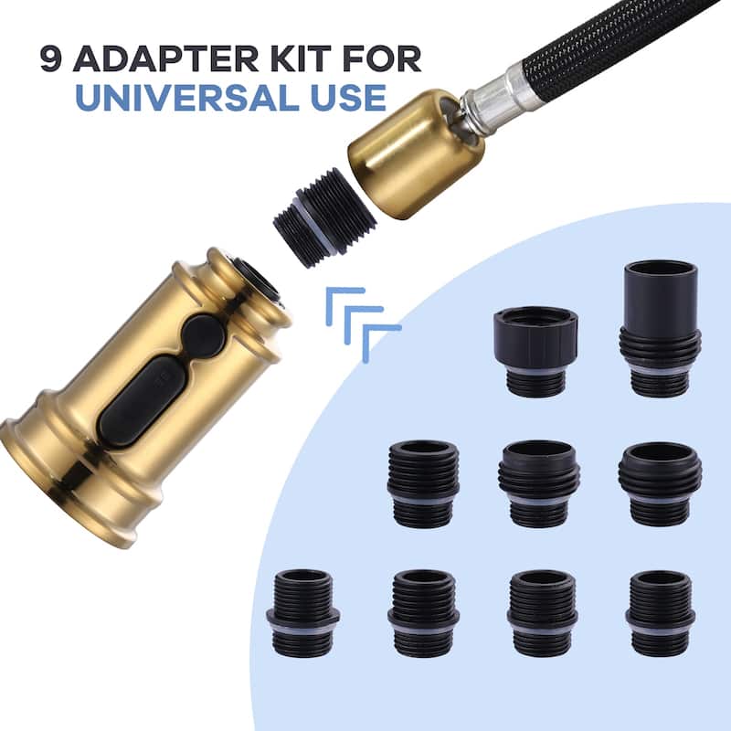 WOWOW Pull Down Kitchen Faucet Spray Head with 9 Adapters Kit