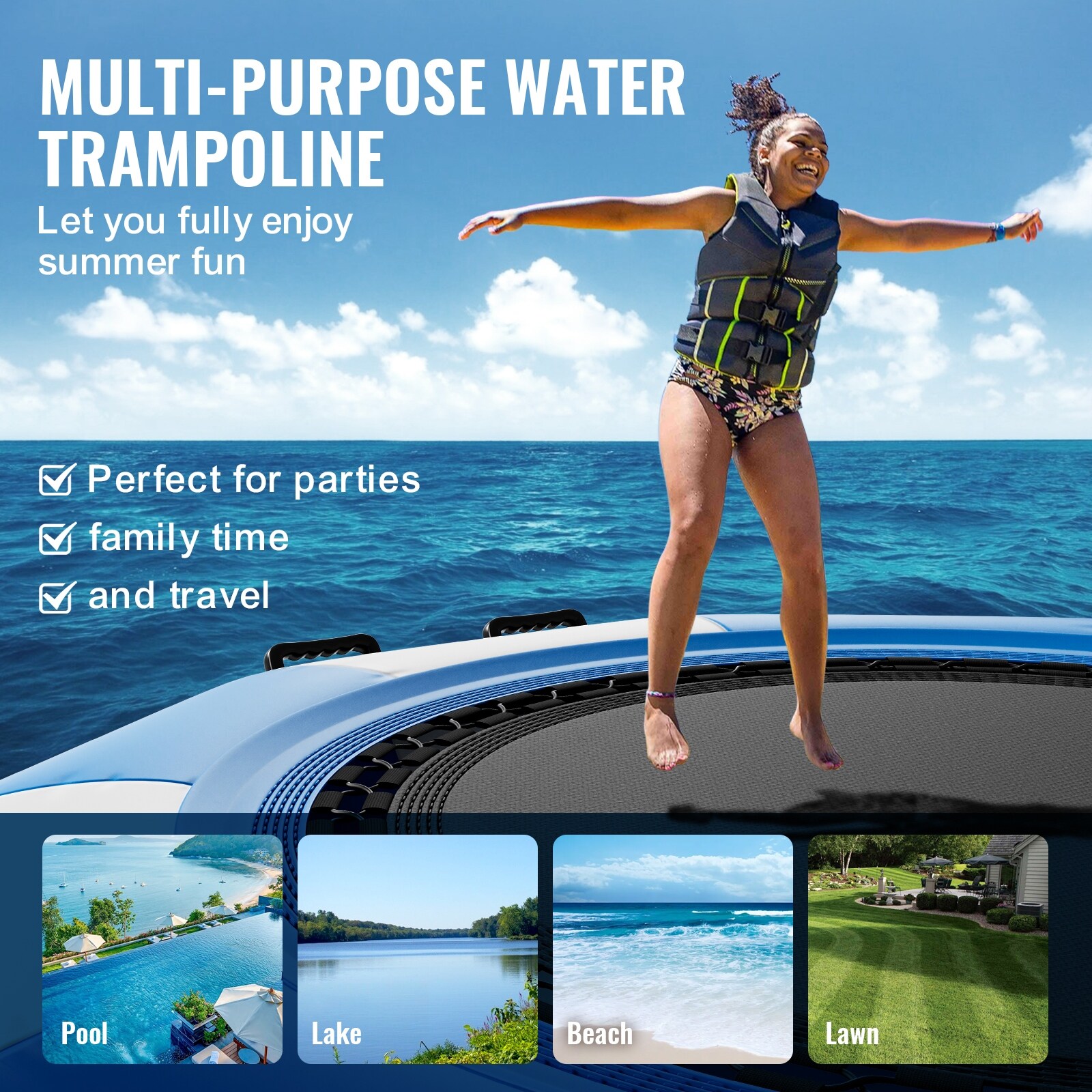 Inflatable water bouncer outlet