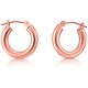 preview thumbnail 1 of 1, 14K Rose Gold 3MM Polished Round Tube Hoops Earrings, All Sizes, Classic Gold Hoop Earrings for Women, 100% Real 14K Gold