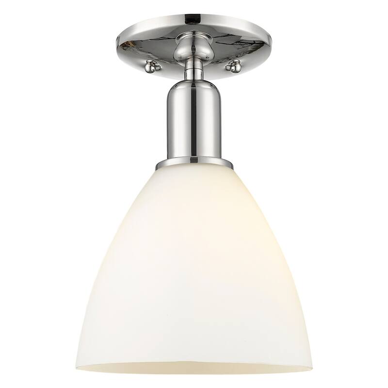 Innovations Lighting 716-1C-11-8 Bristol Semi-Flush Bristol 8" Wide - Polished Nickel / Matte White