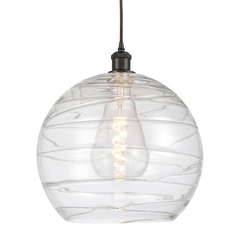 Innovations Lighting 516-1P-17-14 Athens Pendant Athens 14" Wide - Oil Rubbed Bronze / Clear Deco Swirl