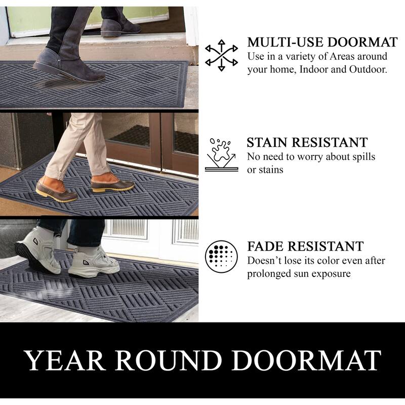 A1HC New All Weather Superior Dirt and Moisture Absorbing Polypropylene Door Mat with Non-Slip Backing for Inside Outside Use