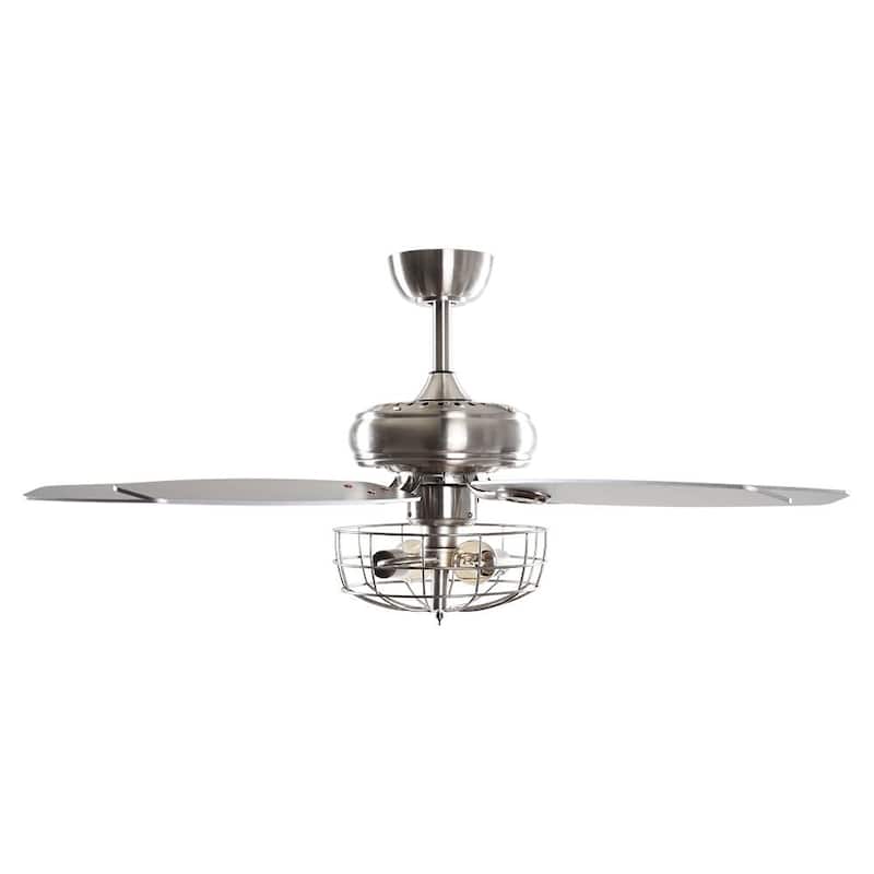 52" Indoor Chrome Downrod Ceiling Fan with Light and Remote Control