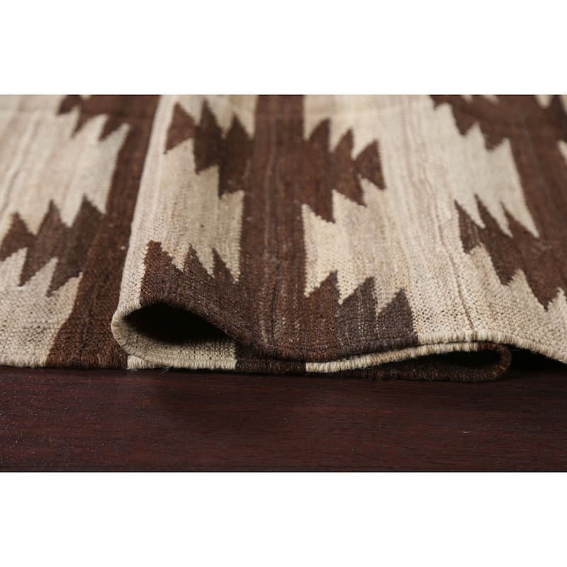 Natural Dye Tribal Kilim Contemporary Area Rug Flat-weave Wool Carpet - 4'9" x 6'7"