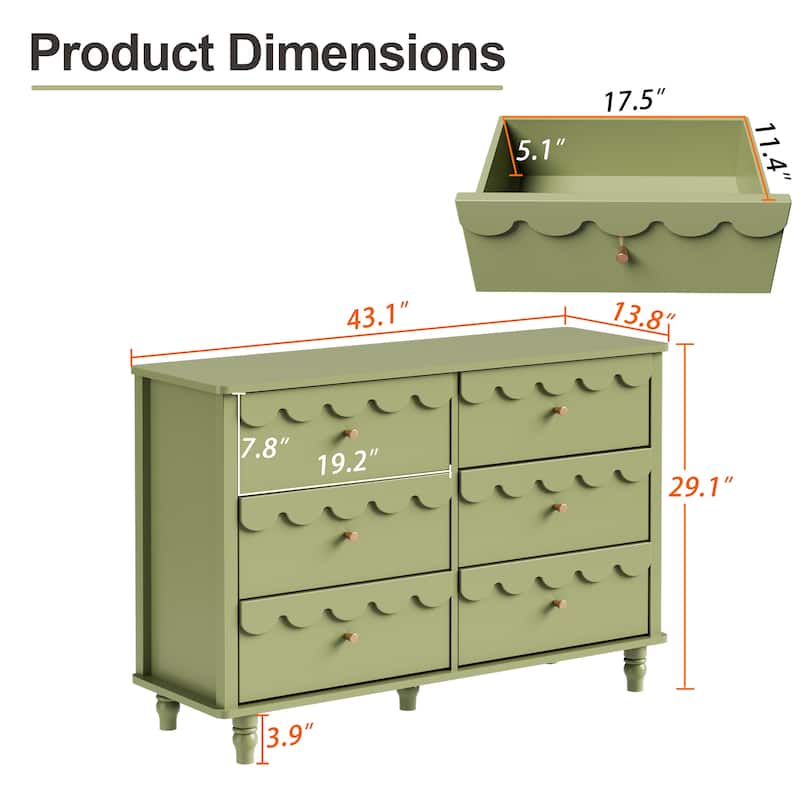 Whimsical Cloud Dresser with 6 Drawers Cute Kids Bedroom Storage