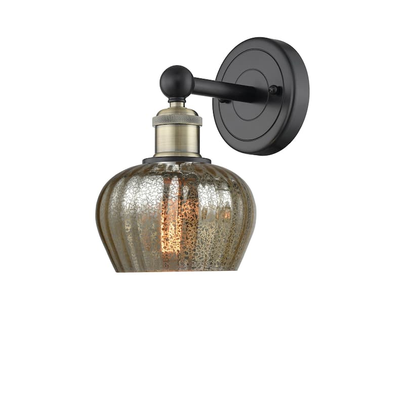 Innovations Lighting 616-1W-10-7 Fenton Sconce Fenton 10" Tall Wall - Black Antique Brass / Mercury
