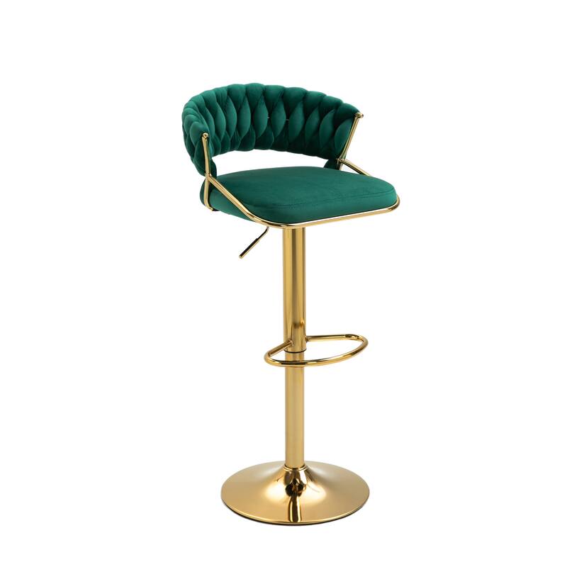 Set of 4 Modern Velvet Adjustable Bar Stools with Backs