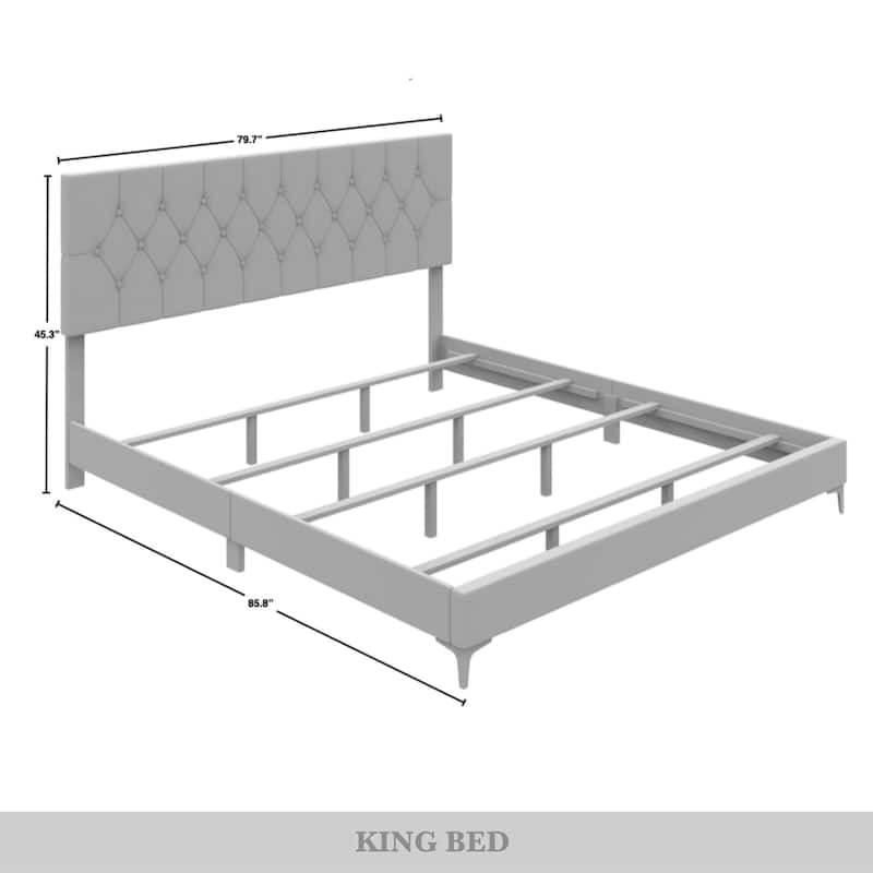 CraftPorch 3 Piece Bedroom Nightstands Set Diamond Button Tufted Bed