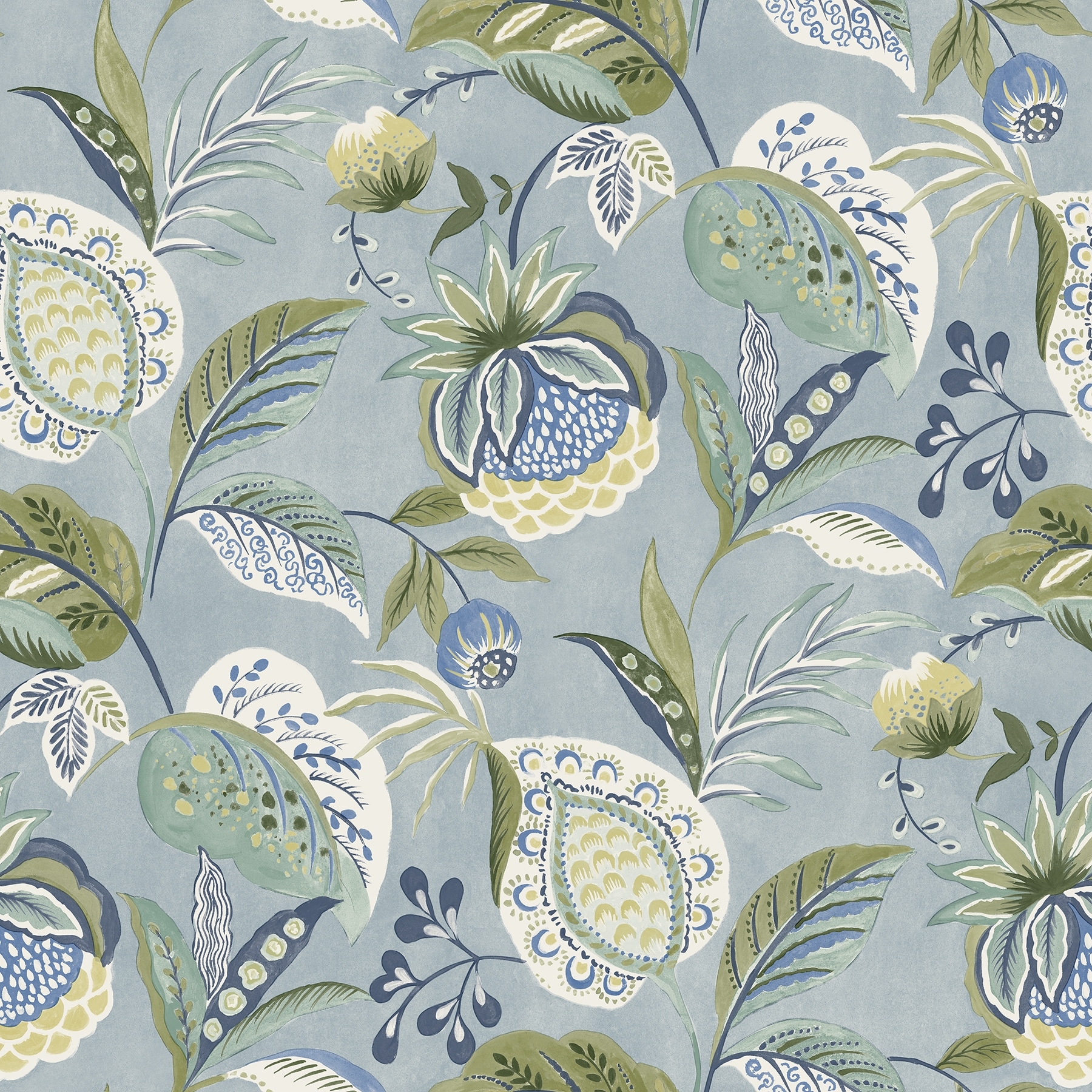 Chesapeake Bohemian Blue Jacobean Wallpaper