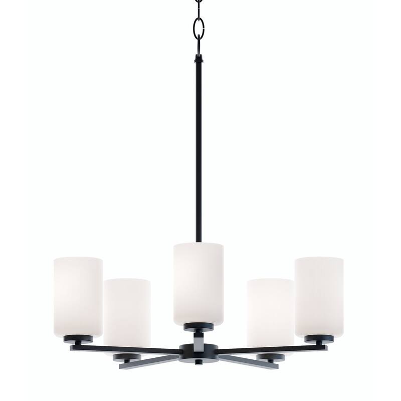 AFX LEOP24MB Leo 5 Light 24" Wide Pillar Candle Pendant - Black