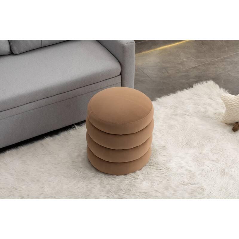 Soft Velvet Round Ottoman Footrest Stool
