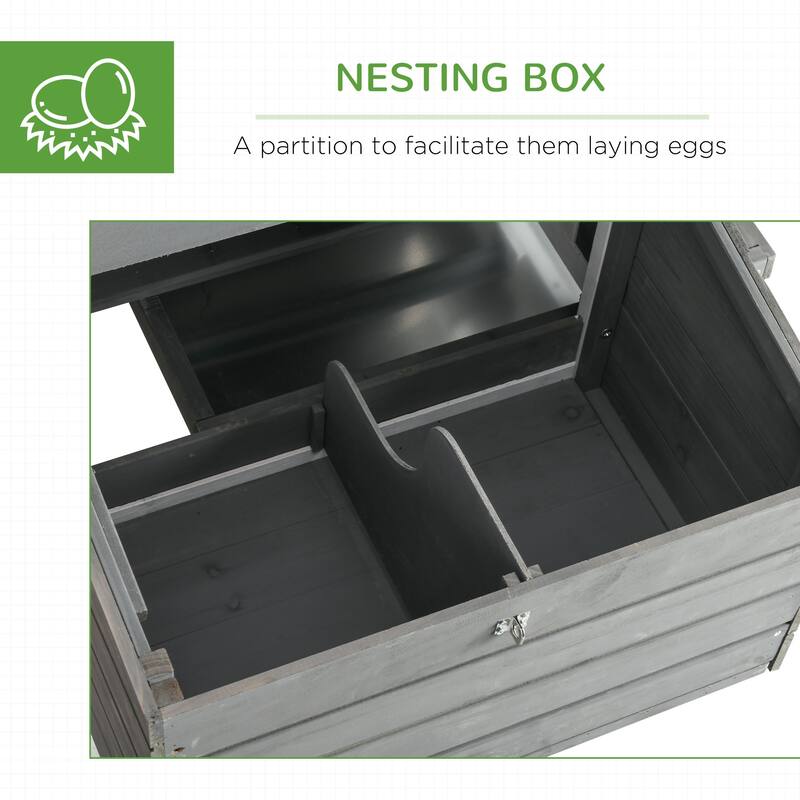 PawHut Dual Wooden Chicken Coop with Garden Bed, Large Outdoor Hen House with Nesting Boxes Removable Trays, Ramps Run