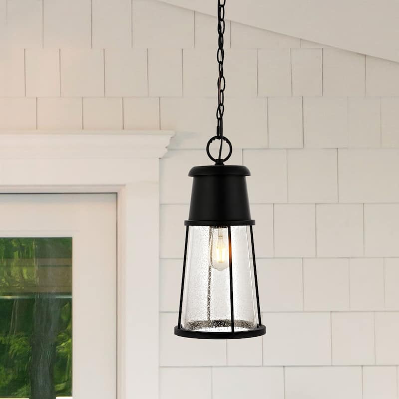 SAFAVIEH Lighting Laela Outdoor Pendant/Black - 8"W x 8"D x 94"H