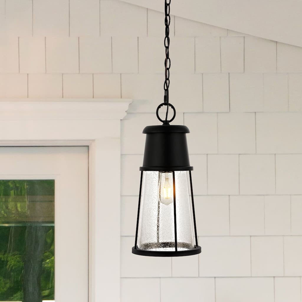 SAFAVIEH Lighting Laela Outdoor Pendant/Black - 8"W x 8"D x 94"H