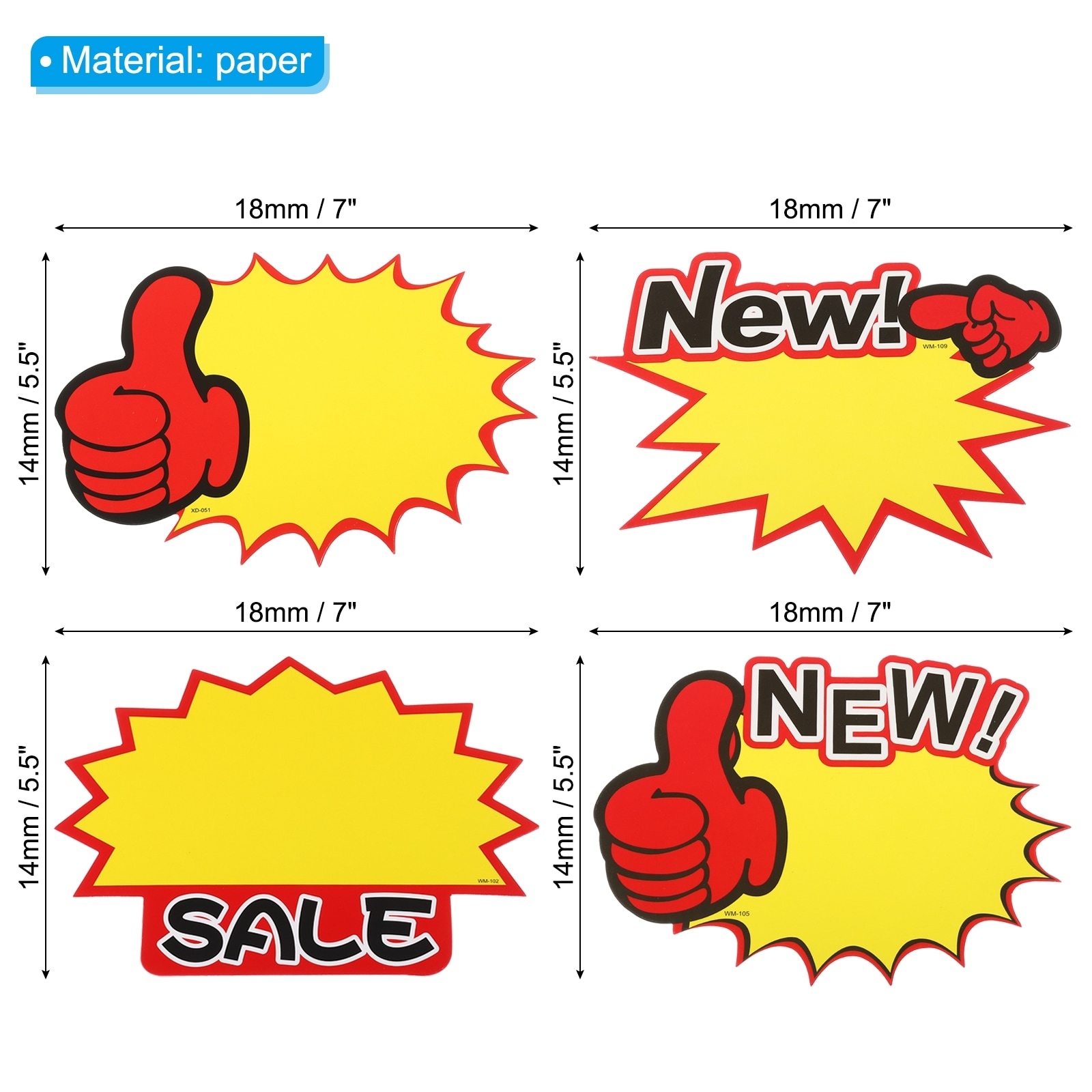 Star Burst Signs,Blank Star Burst Signs Price Tag Stickers Pricing Tags for Sign Retail Store, Sale,New,Blank,New! - Yellow