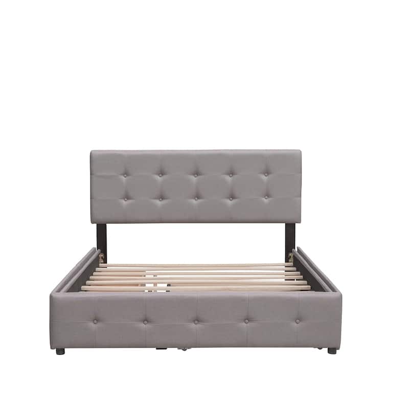 Upholstered Platform Bed with 2 Drawers and 1 Twin XL Trundle