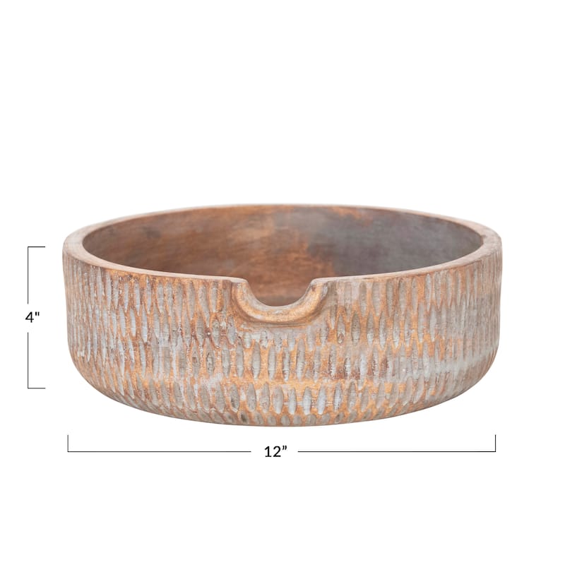 Hand-Carved Mango Wood Bowl w/ Spout (Each One Will Vary)