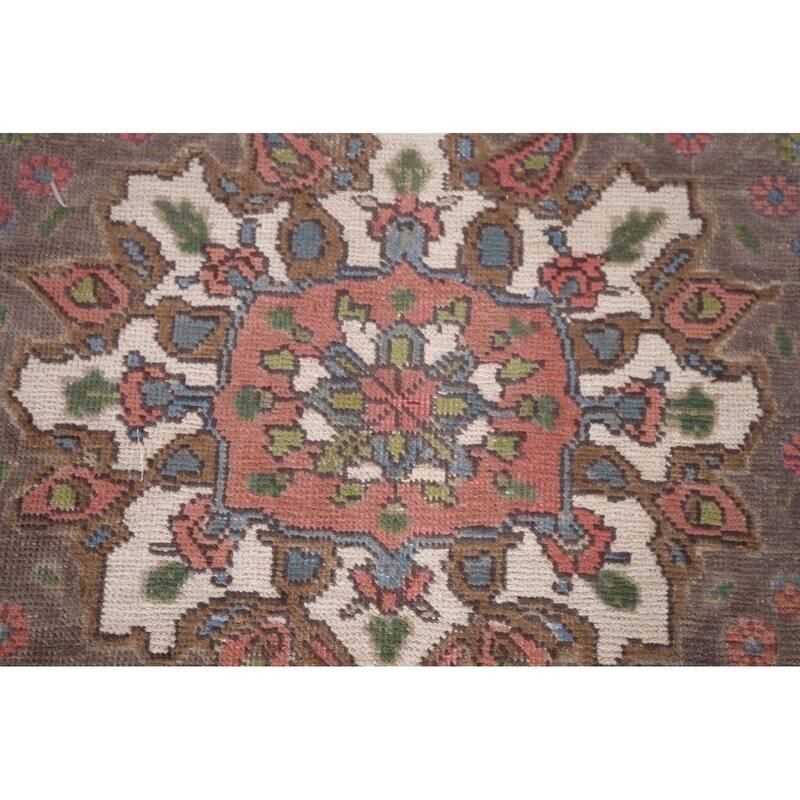Brown Tabriz Persian Vintage Rug Handmade Traditional Wool Carpet - 6'6"x 9'8"