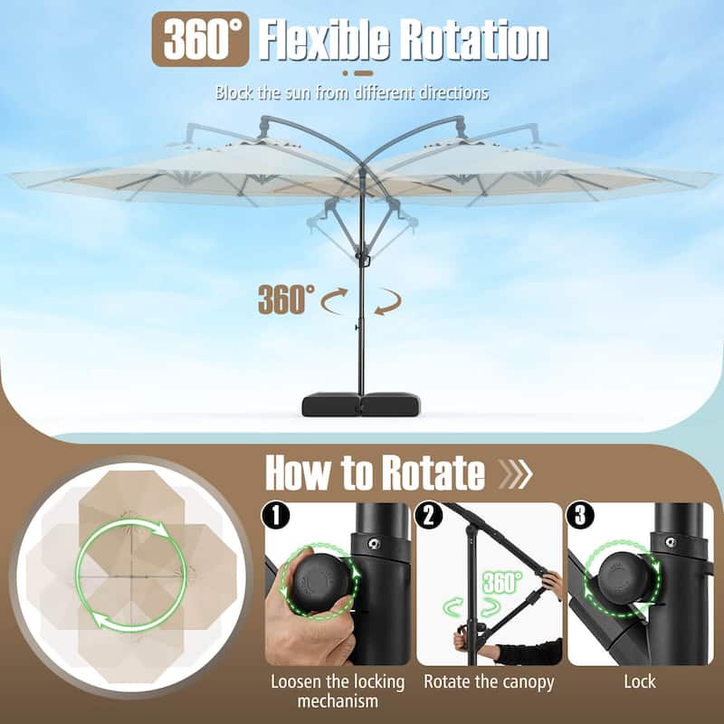 Costway 10 FT Offset Hanging Umbrella with Base Patio Cantilever