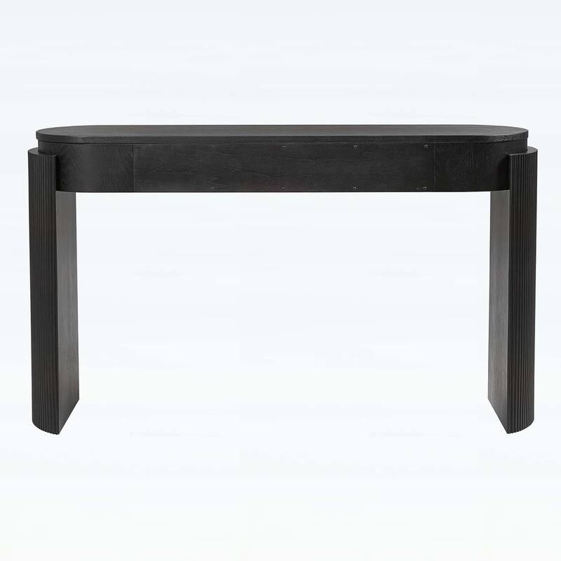 Console Table with Fluted Legs,Oval Top and 2 Drawers for Modern and Elegant Living Spaces