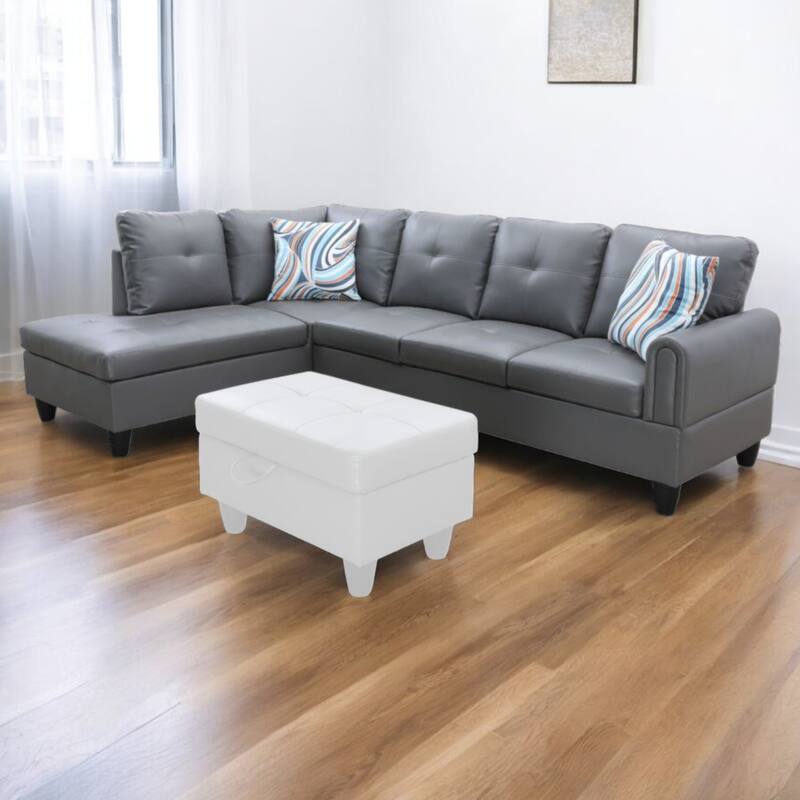 KISRAIS 97" Wide 2-Piece Vegan Leather Sectional Sofa Set without Ottoman for Small Space
