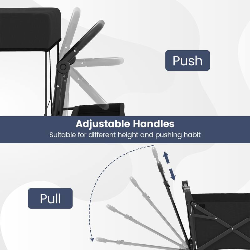 Gymax Collapsible Wagon w/Removable Canopy Adjustable Handles