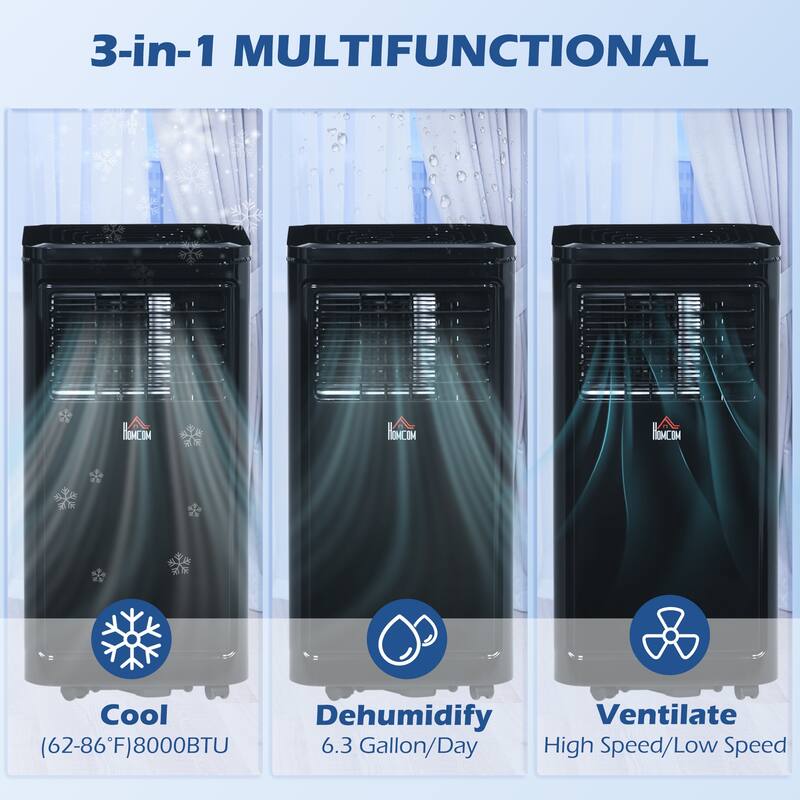 8000 BTU Portable Air Conditioner Evaporative Cooler, 4-in-1 AC Fan with Dry Mode, Remote Control