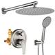 Clihome 5 Spray Patterns 12 in. Wall Mount Dual Shower Heads - 12" - Grey