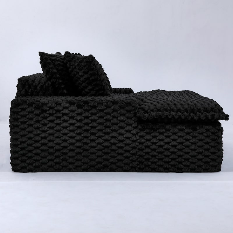 Versatile Chaise Lounge Couch Floor Standing Sofa Chair Turtle Fleece Single Accent Chiar with Pillows and Streamlined Armrests