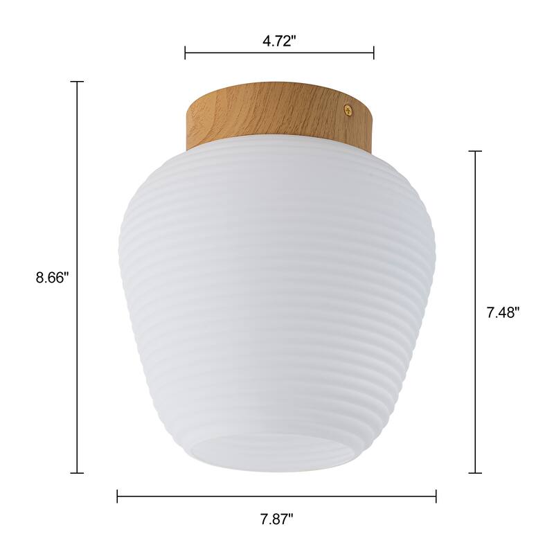 1-Light White Semi Flush Mount Ceiling Light with Opal Glass for Porch Hallway Kitchen Bedroom