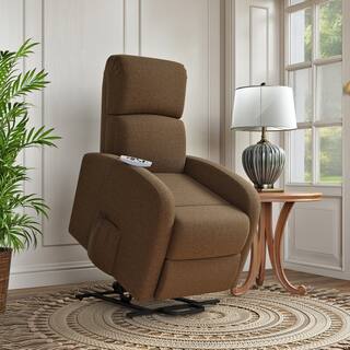 Modern Chenille Upholstered Power Lift Recliner, Brown
