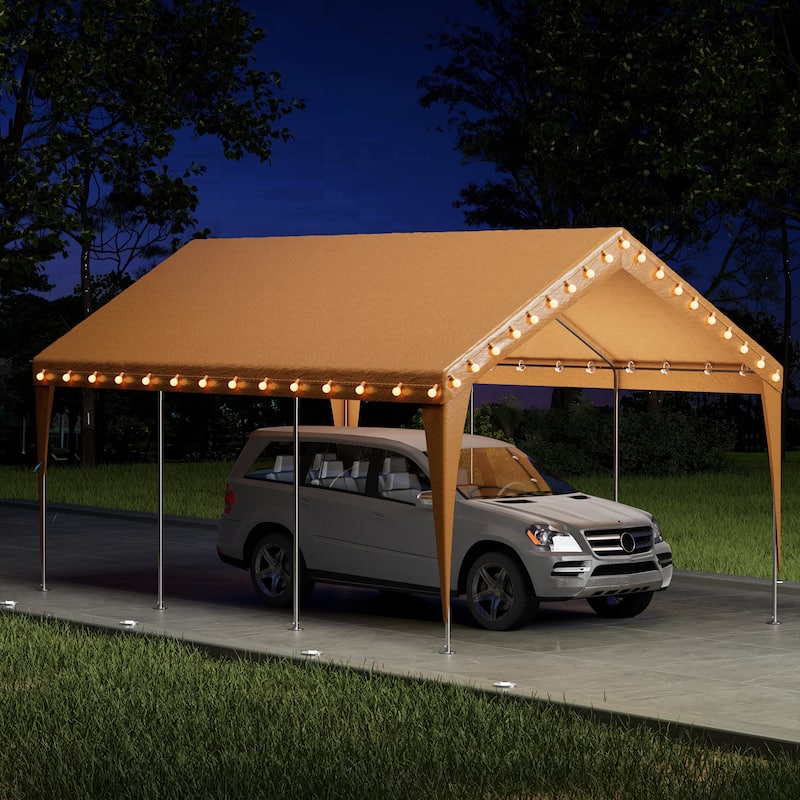 Heavy Duty Carport, All-Weather Waterproof Shelter with Steel Frame for Cars, Boats & Equipment