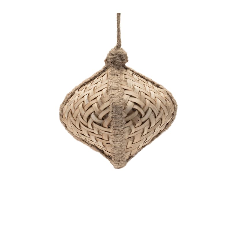 Woven Bamboo Christmas Ornaments - 4.75" - Brown - 6ct