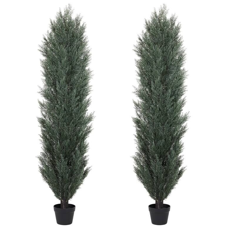 2-Pack 6FT Artificial Pine and Cypress Mix Trees - Green