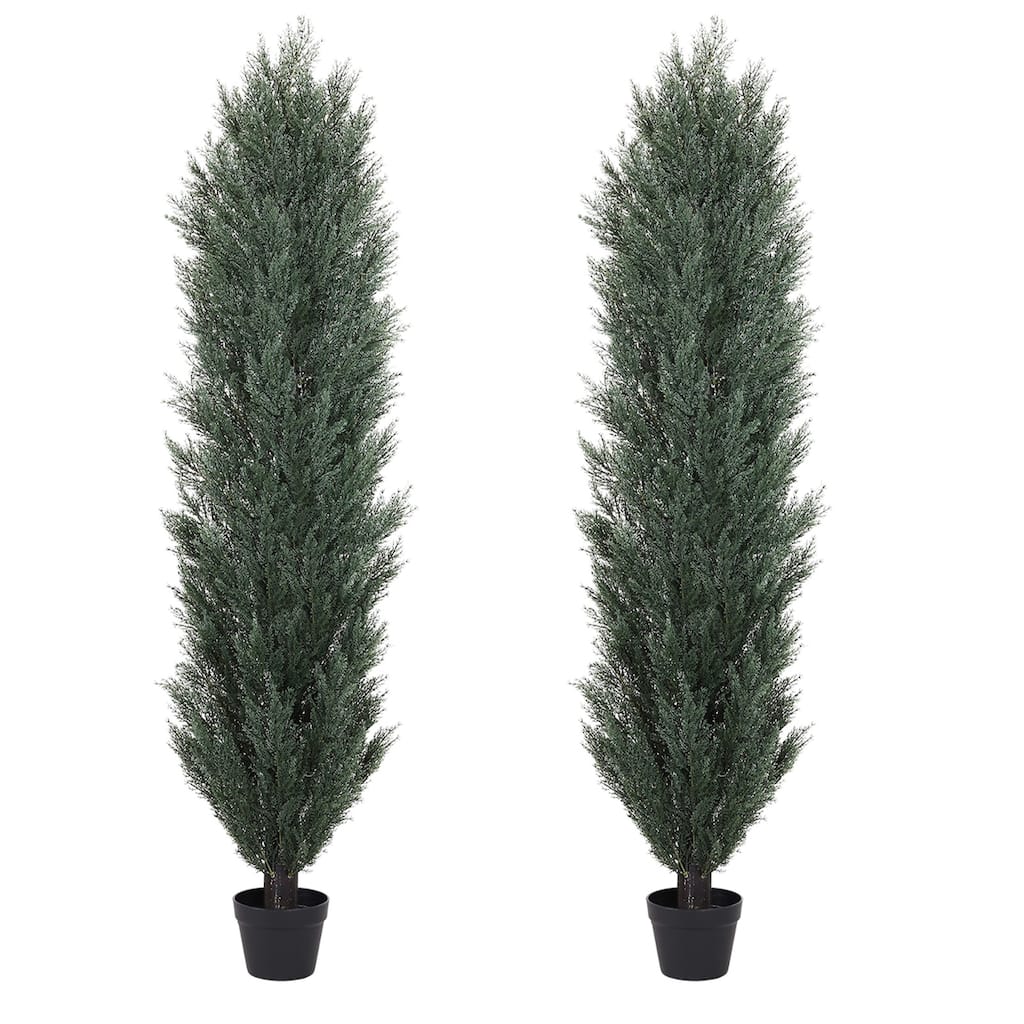 2-Pack 6FT Artificial Pine and Cypress Mix Trees