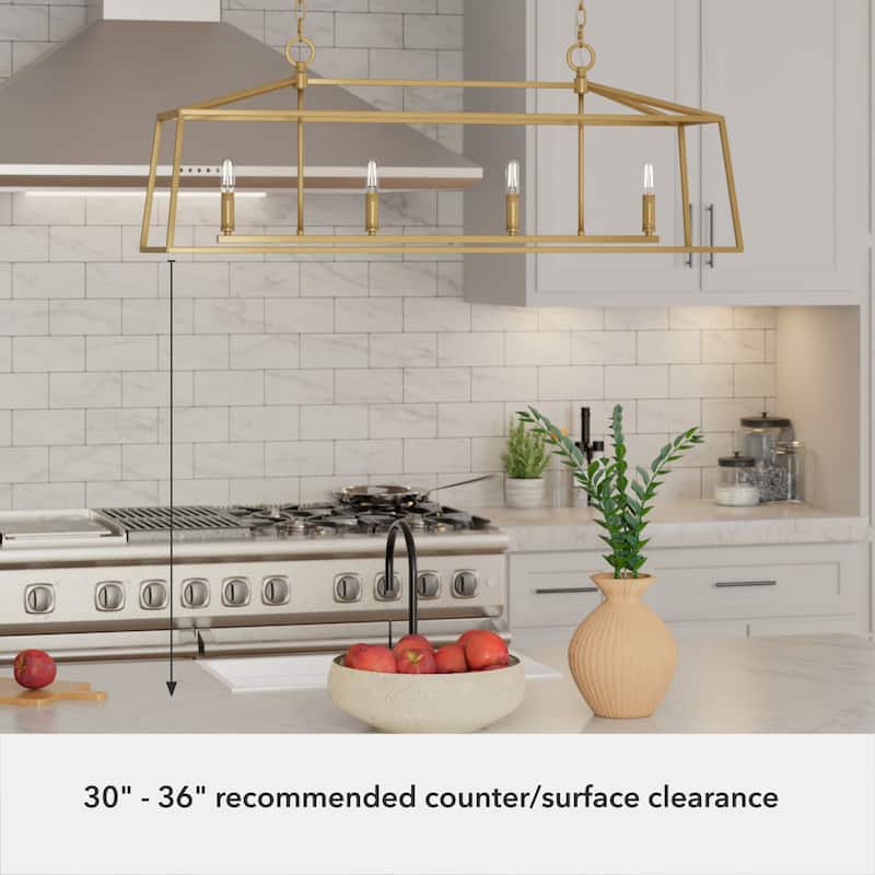 Hunter Fair Oaks 4-Light Linear Chandelier - Dining Room, Island - Modern, Transitional, Lantern, Geometric - Designer!