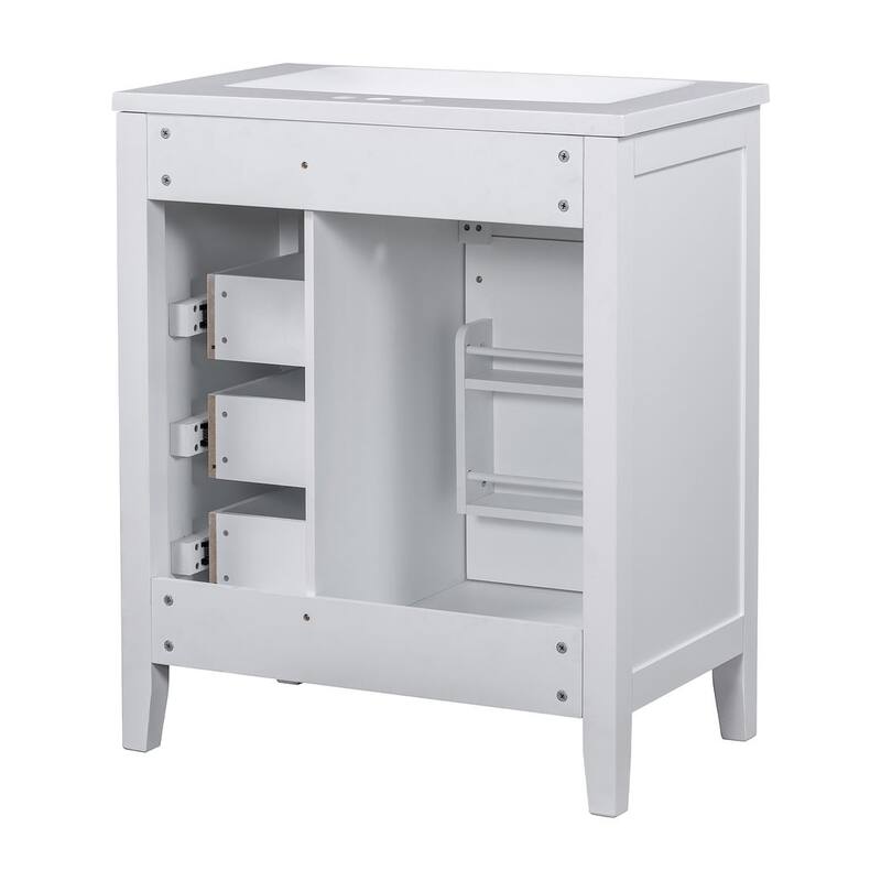 30" Solid Bathroom Vanity with Sink Set, Bathroom Cabinet with Drawers