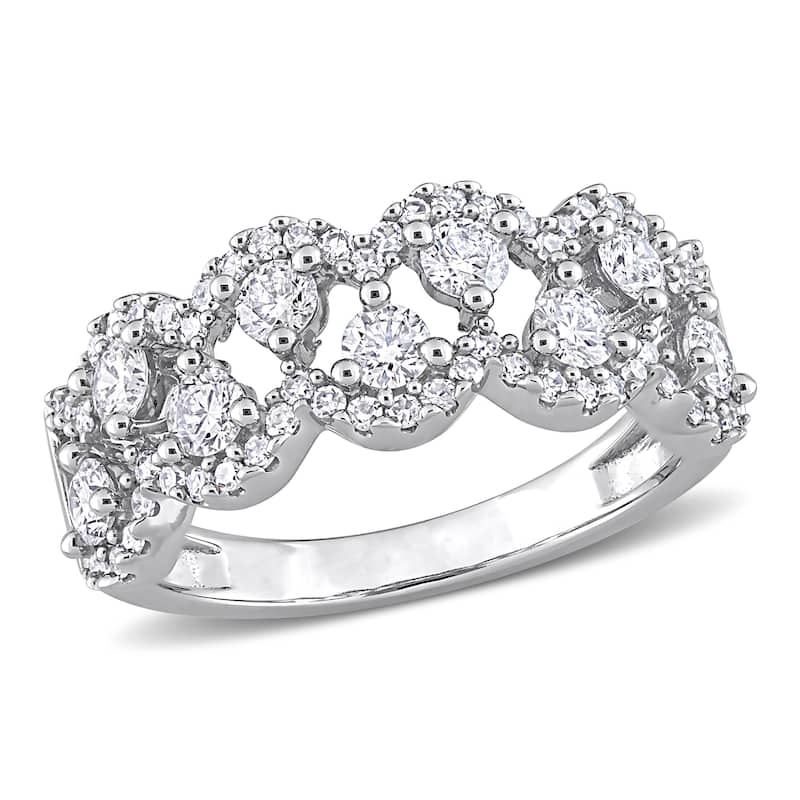 Miadora 1ct TDW Diamond Criss-Cross Anniversary Ring in 14k White Gold