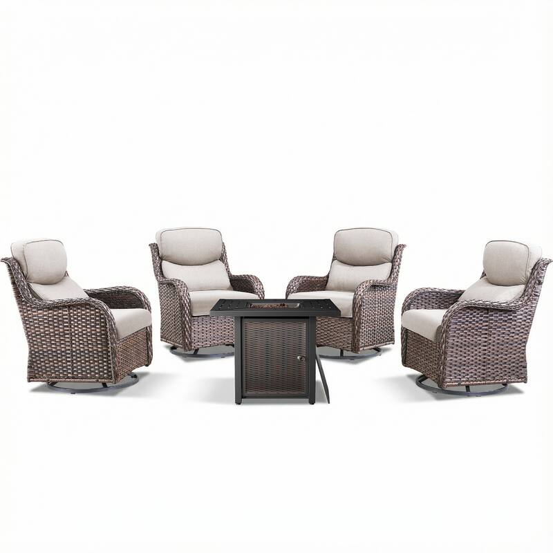 Pocassy 30 In Outdoor Fire Pits with Patio Sofa Swivel Glider Chari Furniture.