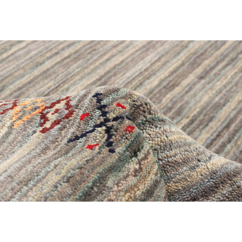 ECARPETGALLERY Hand Loomed Kashkuli Gabbeh Grey Wool Rug - 4'0 x 5'8