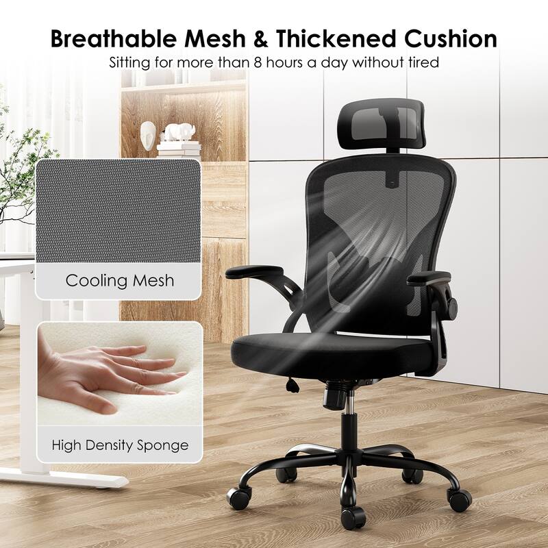 Ergonomic Office Chair, Office Desk Chair with Headrest, High Back Computer Chair with Armrests and Adjustable Lumbar Support