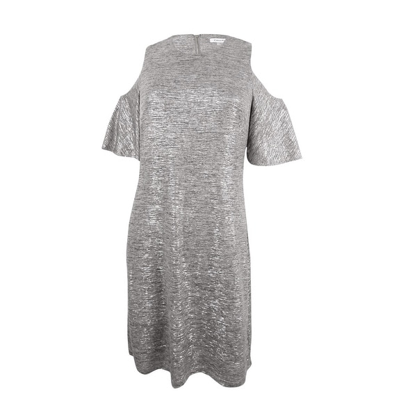silver cold shoulder dress
