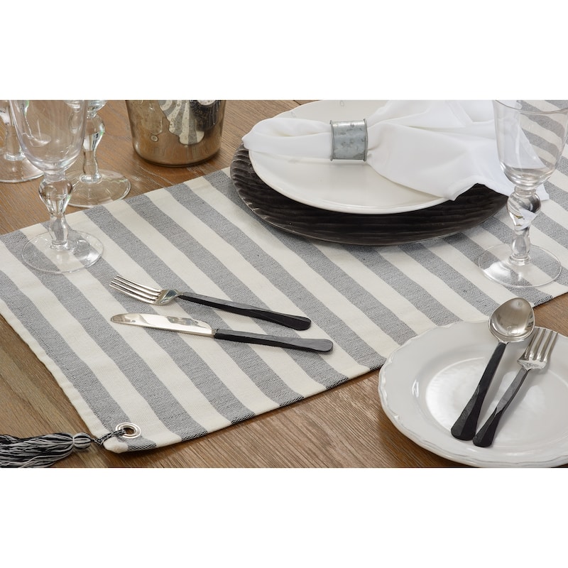 Striped Table Runner With Tassel Design
